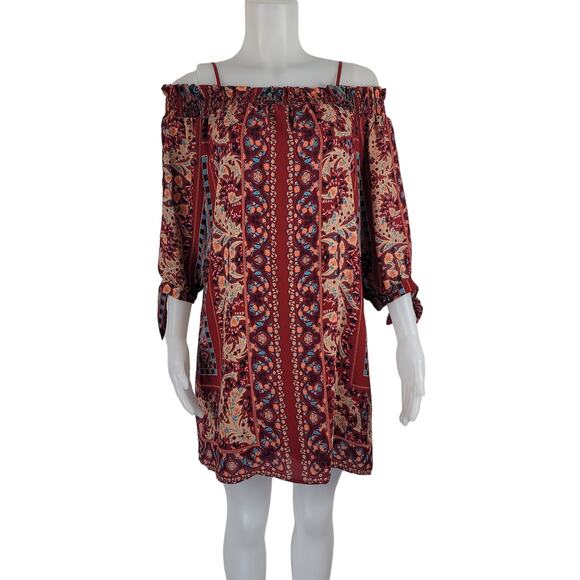 City Triangles Multi Color Open Sleeve Boheimian Vacation Cruise Work Dress L - Picture 1 of 5